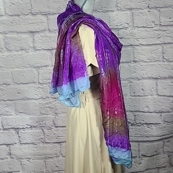 Tolani hand rolled tie dyed silk scarf/wrap - Picture 3 of 8